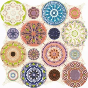 Плитка Керамическая плитка 28x28 Dune Ceramica mosaico Mandala 186922 глянцевый мультиколор