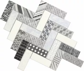 Плитка Мозаика 24x24 Dune Ceramica mosaico Zig-Zag 187157 глянцевый серый