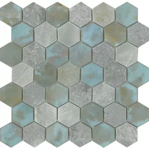 Плитка L'antic Colonial 31x30 мозаика Worn Hexagon Verdigris матовый серый