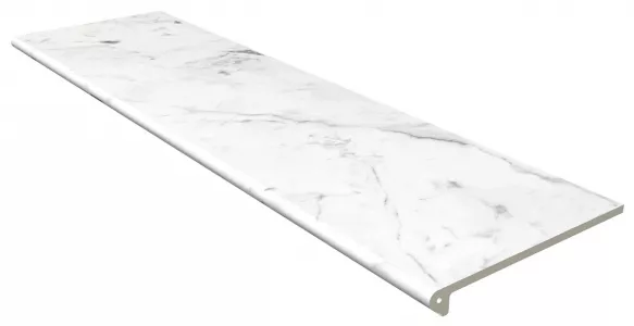 Плитка Ступень фронтальная Gres de Aragon 120x33 Marble Smooth Round. Carrara Blanco матовая