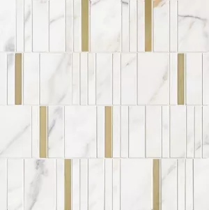 Плитка мозаика Marazzi Allmarble Wall Golden White Mosaico Barcode Lux M8HD 40x40 глянцевая