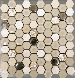 Плитка Mosavit мозаика 31x30 Hexagono Beige гладкая глянцевая бежевый