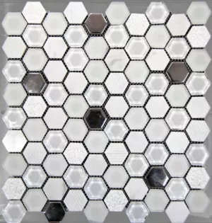 Плитка Mosavit мозаика 31x30 Hexagono Blanco гладкая глянцевая белый