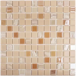 Плитка Vidrepur 32x32 стеклянная мозаика Astra Beige глянцевая рельефная