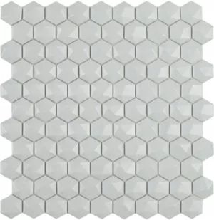 Плитка Vidrepur 32x31 стеклянная мозаика Hexagon Nordic № 909 D матовая объемная