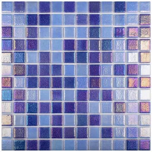 Плитка Vidrepur 32x32 стеклянная мозаика Shell Mix Deep Blue 552/555 перламутр