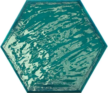 Плитка Prissmacer керамогранит Rain Aquamarine Hex 23x20 глянцевая зеленый